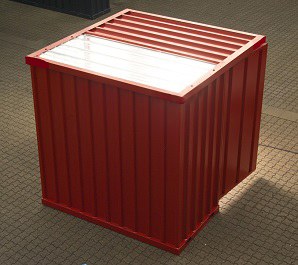 Schnellbaucontainer von Aczent Lagertechnik mit RAL Farbton und Lichtfeld Schnellbaucontainer von Aczent Lagertechnik mit RAL Farbton und Lichtfeld