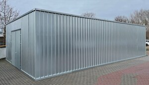 Schnellbauhalle von Aczent Lagertechnik als Reifenlager - Vorderansicht Schnellbauhalle von Aczent Lagertechnik als Reifenlager - Vorderansicht