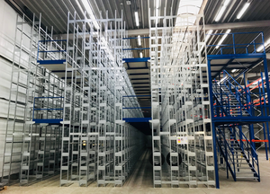 Frontansicht einer mehrgeschossigen Regalanlage für Reifen von Aczent Lagertechnik Frontansicht einer mehrgeschossigen Regalanlage für Reifen von Aczent Lagertechnik