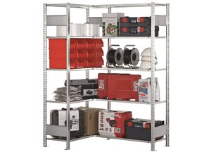 Fachbodenregal von Aczent Lagertechnik auch als Eckregal einsetzbar