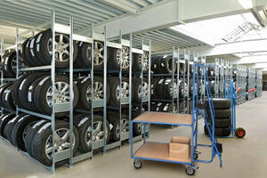 Reifen-Transporthelfer:  Reifenwagen und Reifenkarren