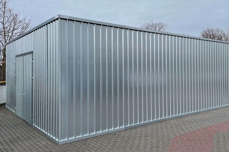 Schnellbauhalle von Aczent Lagertechnik als Reifenlager - Vorderansicht