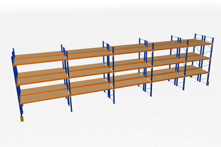Planungsansicht eines Palettenregals von Aczent Lagertechnik