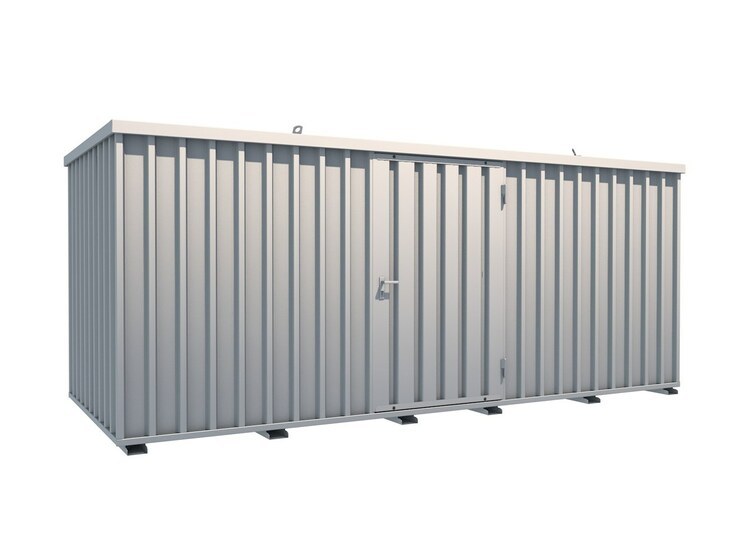 Schnellbaucontainer von Aczent Lagertechnik mit Eingang an der Längsseite